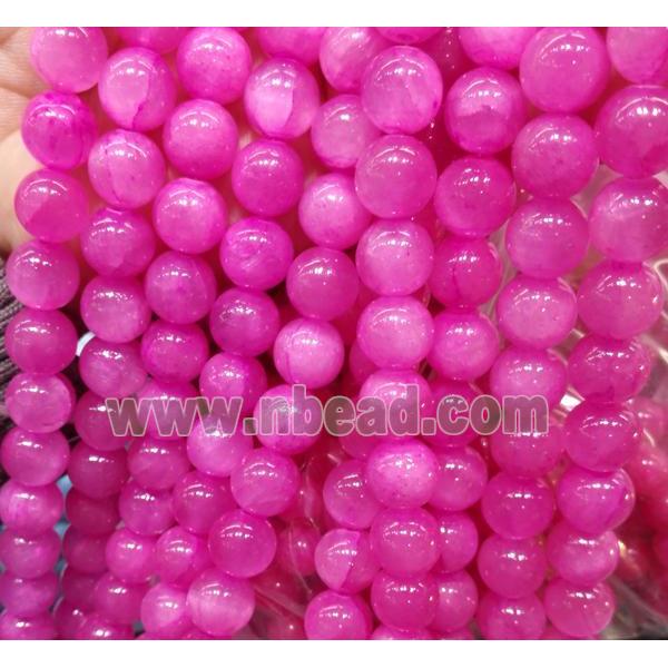 hotpink jade beads, round, stabile