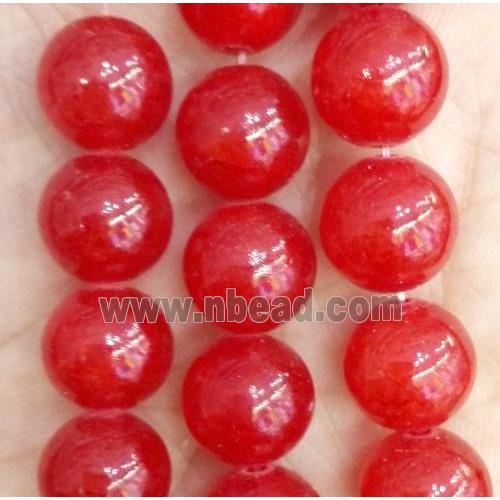 red jade bead, round, stabile