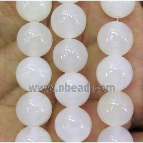 white jade bead, round, stabile