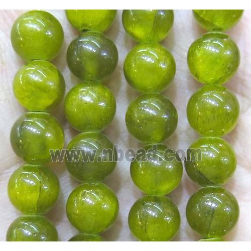 jade bead, round, stabile, olive