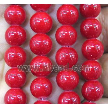 red jade bead, round, stabile