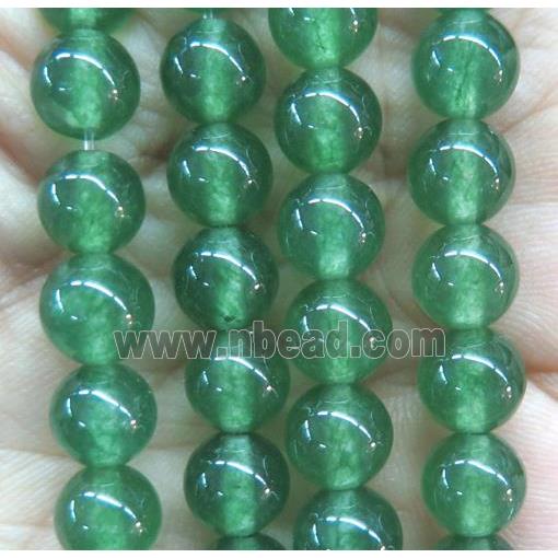 round jade stone beads, dye, green