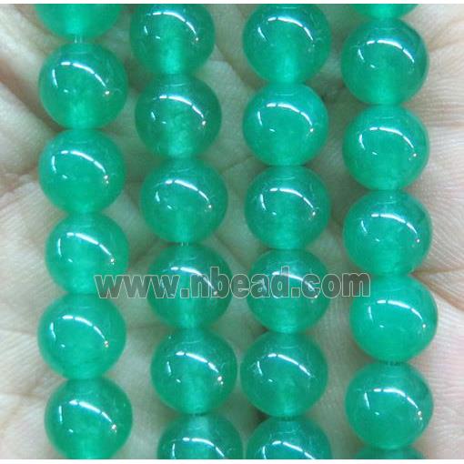 round jade stone beads, dye, green