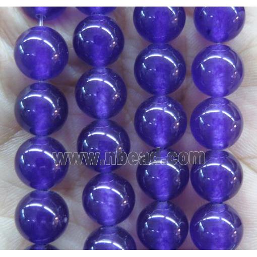 round jade stone beads, dye, deep lavender