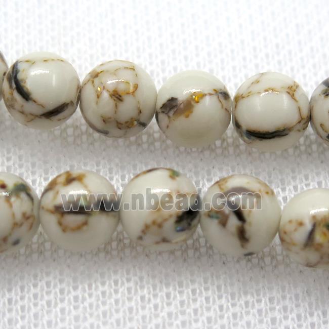 round synthetic turquoise beads with shelled, beige