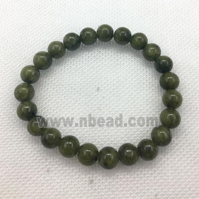 Stretch Jade bracelet, round, dye