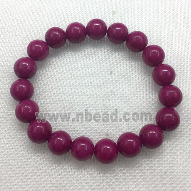 Stretch Jade bracelet, round, dye