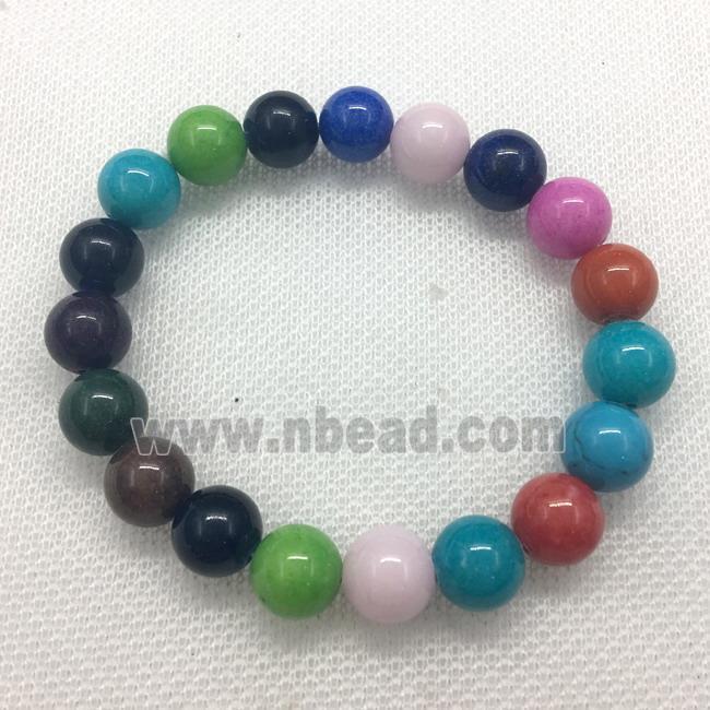 Stretch Jade bracelet, round, dye