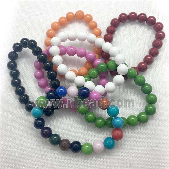 Stretch Jade bracelet, round, dye