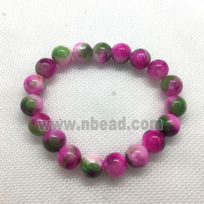 Stretch Jade bracelet, round, dye