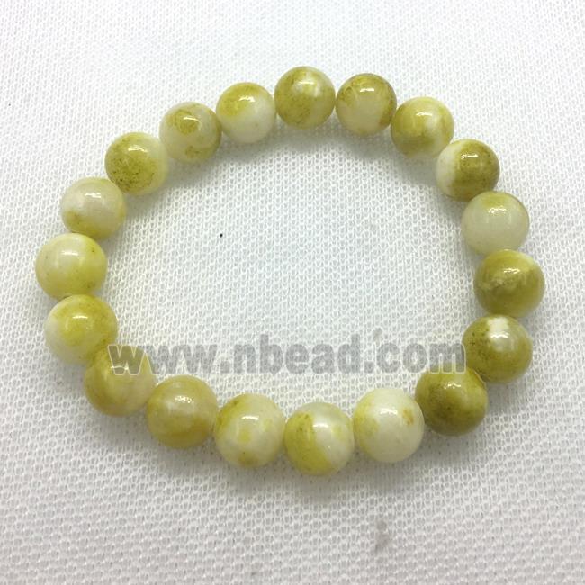 Stretch Jade bracelet, round, dye