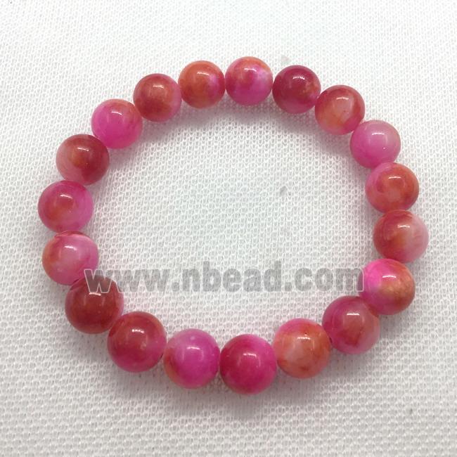 Stretch Jade bracelet, round, dye