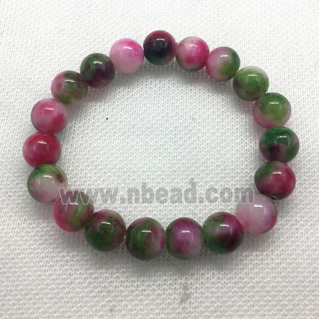 Stretch Jade bracelet, round, dye