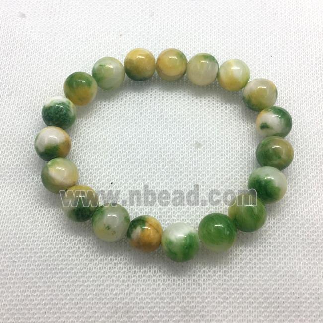 Stretch Jade bracelet, round, dye