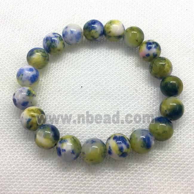 Stretch Jade bracelet, round, dye