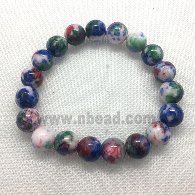 Stretch Jade bracelet, round, dye