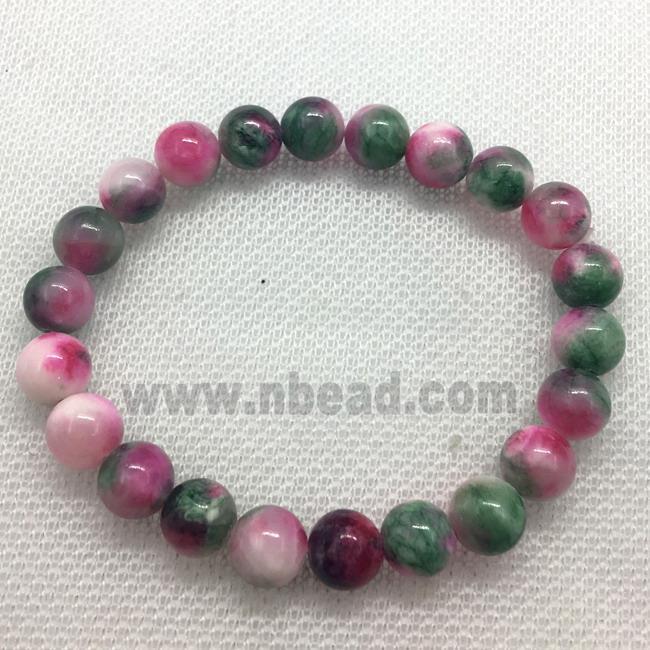 Stretch Jade bracelet, round, dye