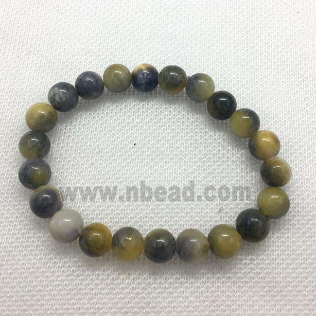 Stretch Jade bracelet, round, dye