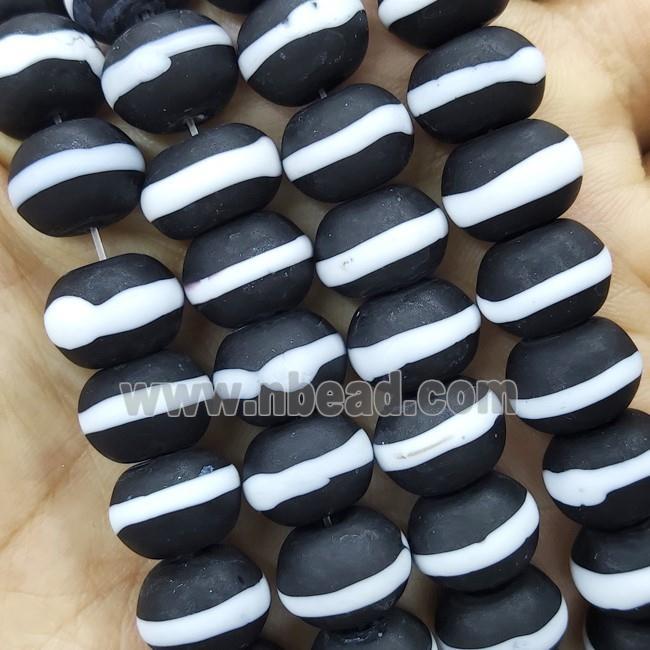 Black Lampwork Glass Rondelle Beads Matte