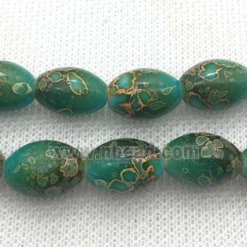 green Lampwork Glass rice Beads with painted