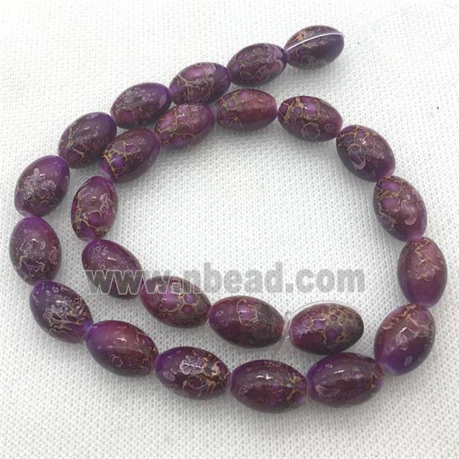 purple Lampwork Glass rice Beads with painted