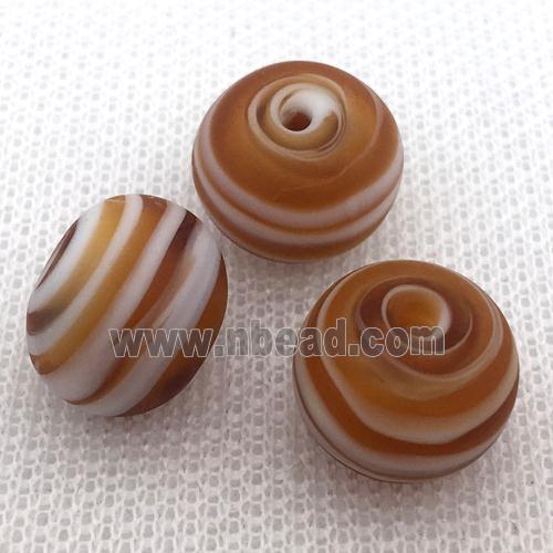 coffee Lampwork Glass rondelle beads, matte