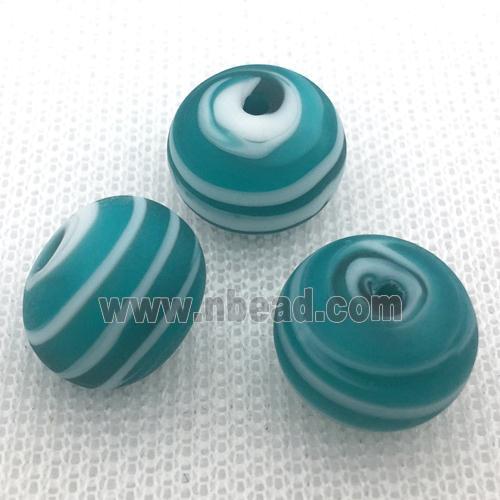 aqua Lampwork Glass rondelle beads, matte