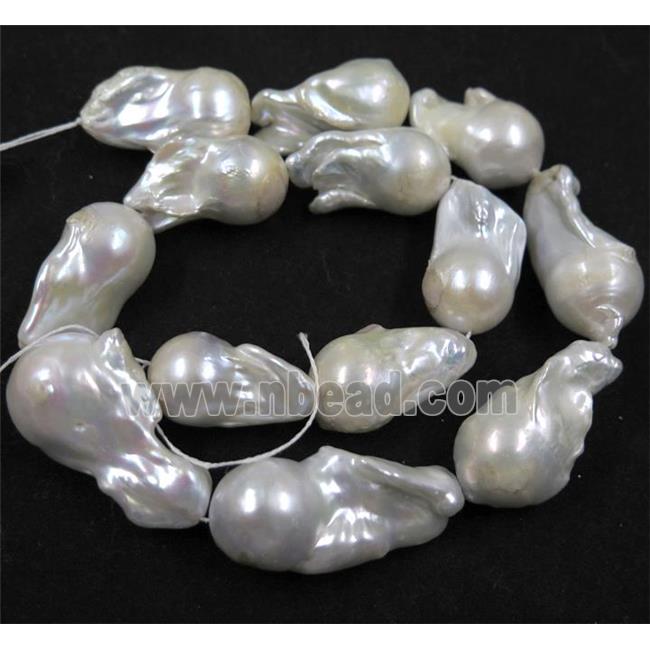 Cultured Pearl Beads White Freeform