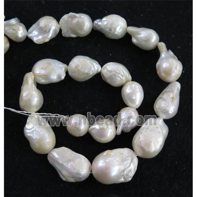 Baroque Style Pearl beads, white, freeform