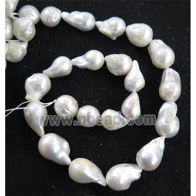 Baroque Style Pearl beads, white, freeform