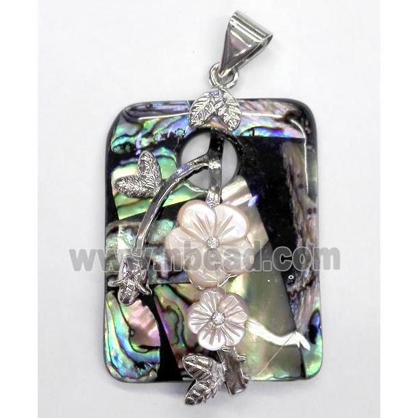 Paua Abalone shell pendant, rectangle