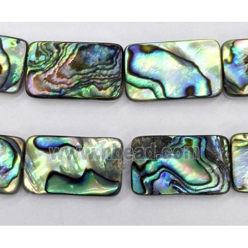 Paua Abalone shell bead, rectangle
