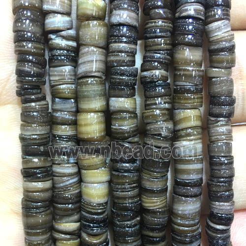 Shell heishi beads, coffee