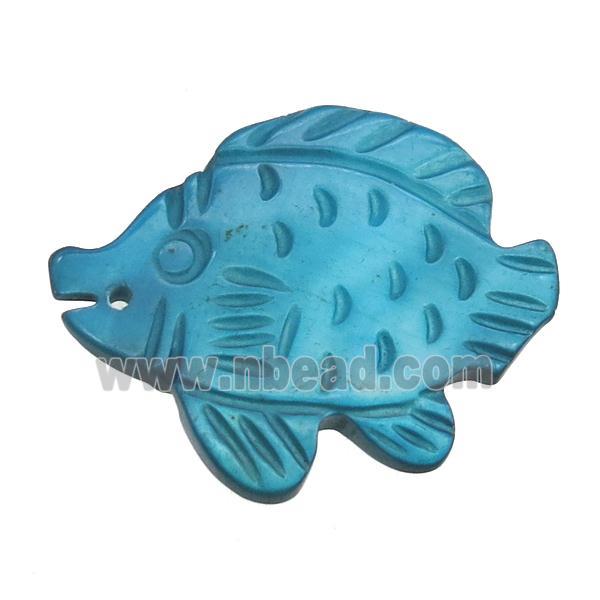 blue shell fish pendant