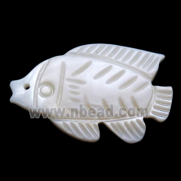 white shell fish pendant