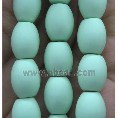 matte pearlized shell beads, barrel, green