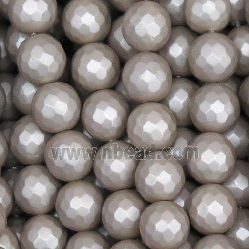 matte pearlized shell bead, faceted round