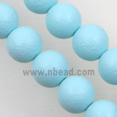 round matte aqua pearlized shell beads