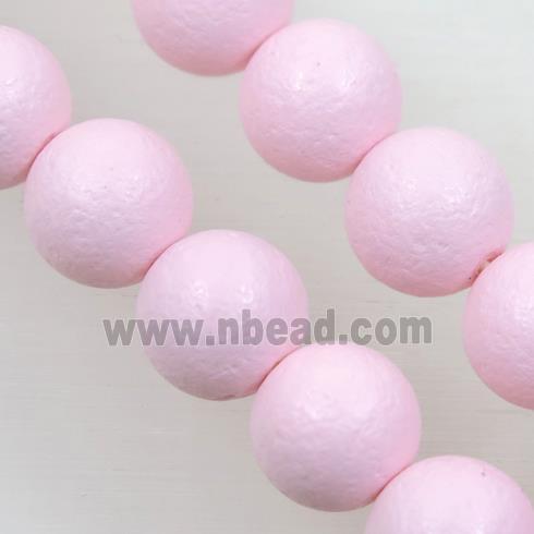 round matte pink pearlized shell beads