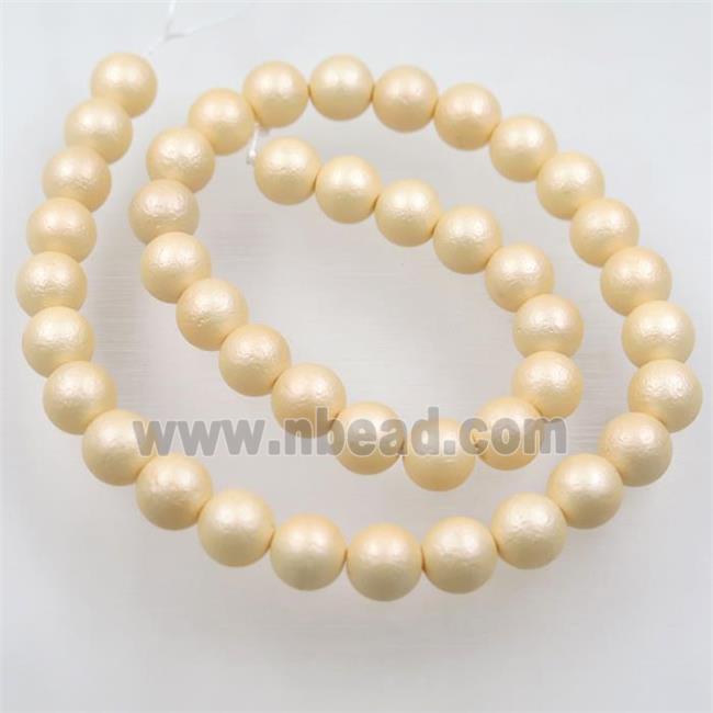 round matte yellow pearlized shell beads