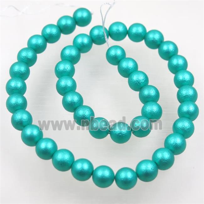 round matte green pearlized shell beads