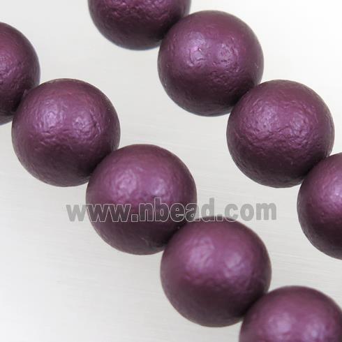 round matte purple pearlized shell beads