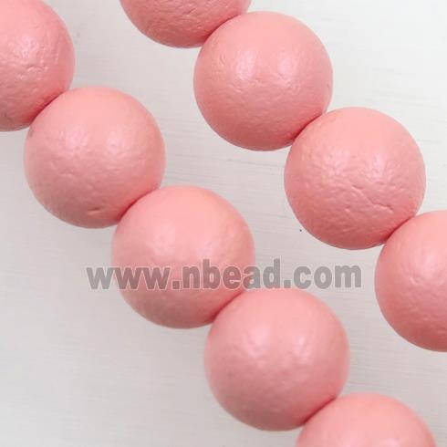 round matte pink pearlized shell beads