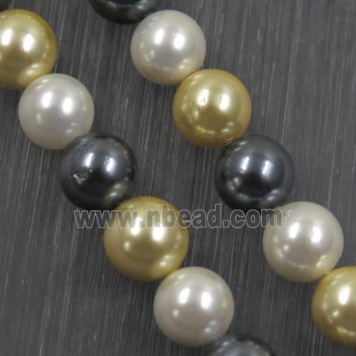 round Pearlized Shell Beads, mixed color