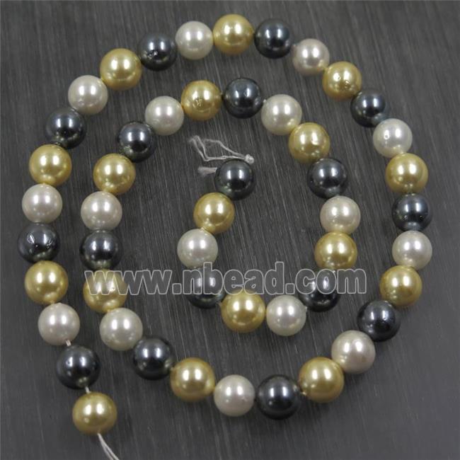 round Pearlized Shell Beads, mixed color