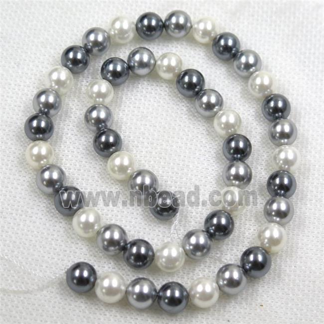 round Pearlized Shell Beads, mixed color