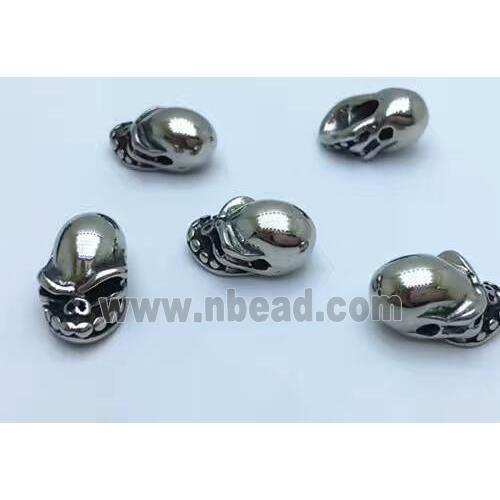 stainless steel skull beads, Antique silver