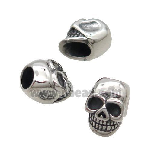 stainless steel skull beads, Antique silver