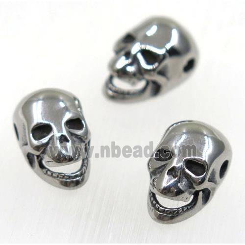 stainless steel skull beads, Antique silver