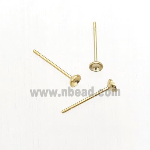 stainless steel studs earring with pad, gold plated